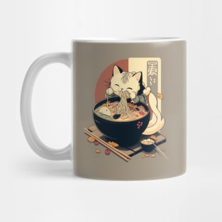 cat eating ramen Mug